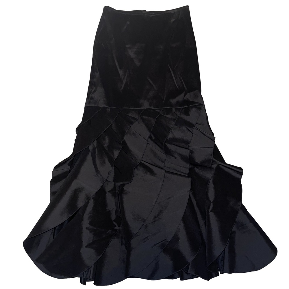 Tadashi Shoji Black Satin Maxi Skirt